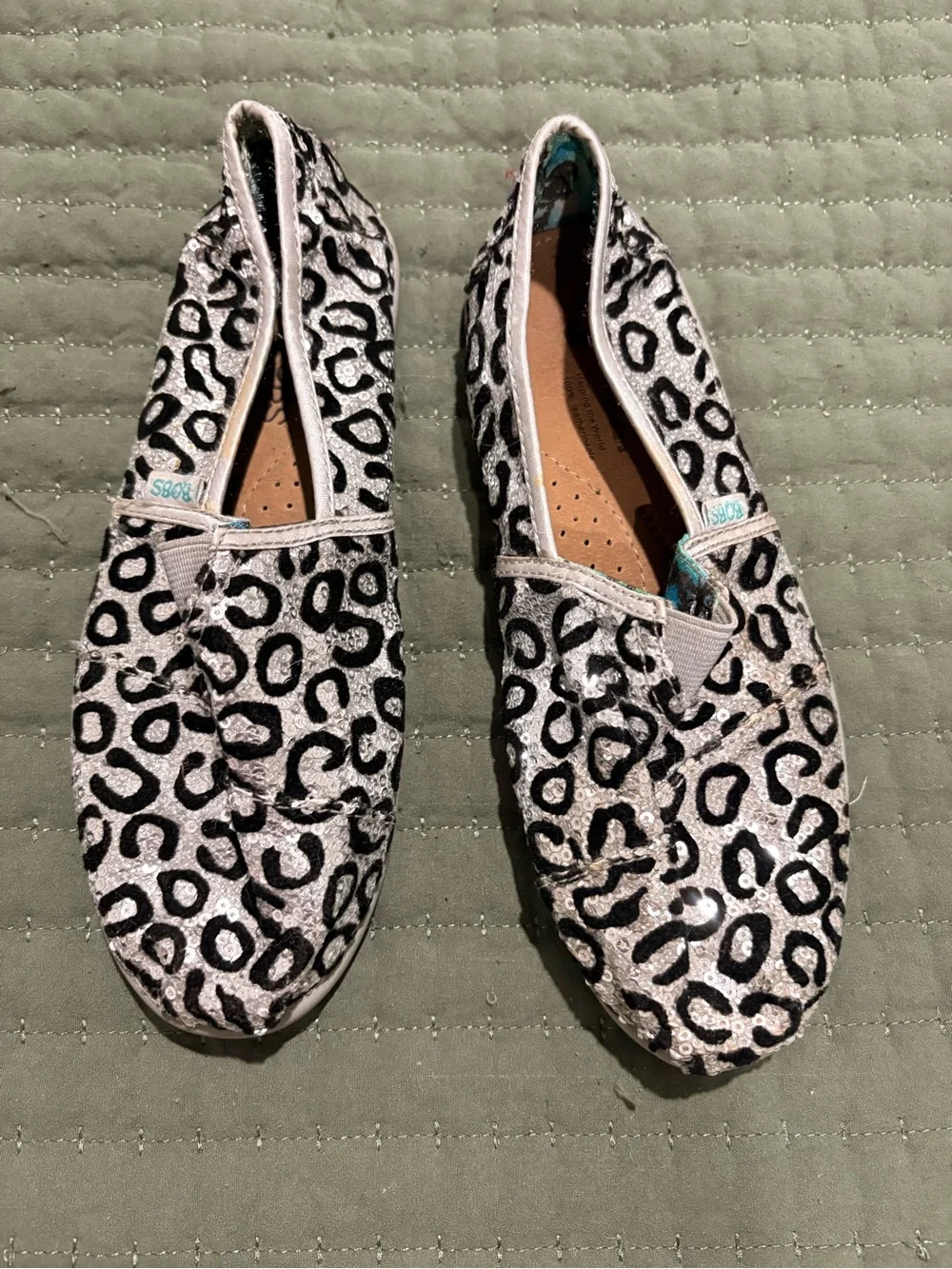 BOBS from Skechers Girls Leopard Print Slip-Ons - Black & White